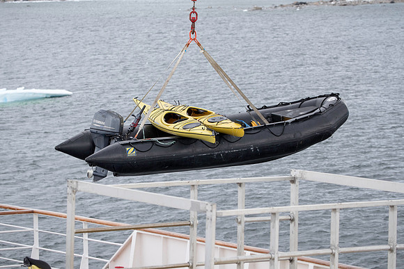 Lowering the kayaks