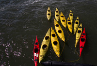 Preparing the kayaks