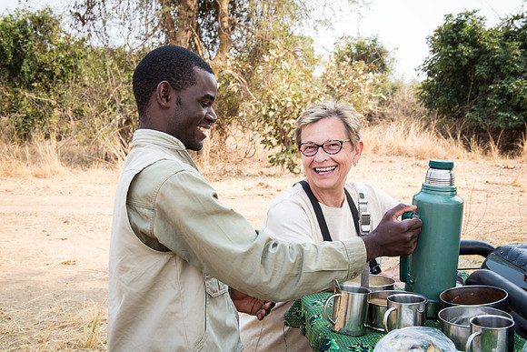 Nancy and Bwalya with morning tea